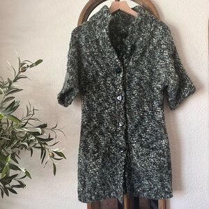 Tabitha Wool Blend Button Front Sweater Cardigan Coatigan Medium
